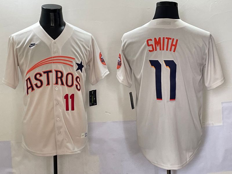 Men Houston Astros #11 Smith Cream Five generations Joint Name 2025 Nike MLB Jersey style 3